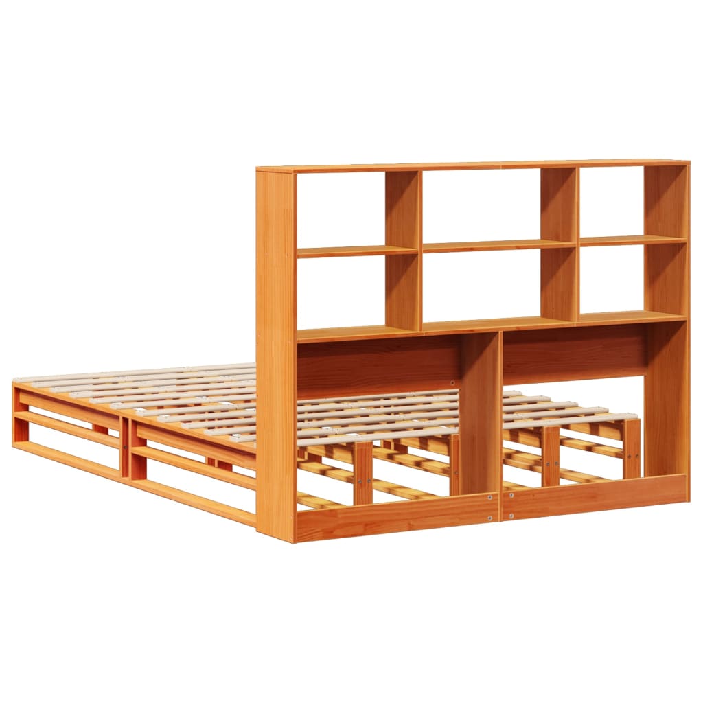 Krevet s regalom za knjige bez madraca 120x190 cm masivno drvo
