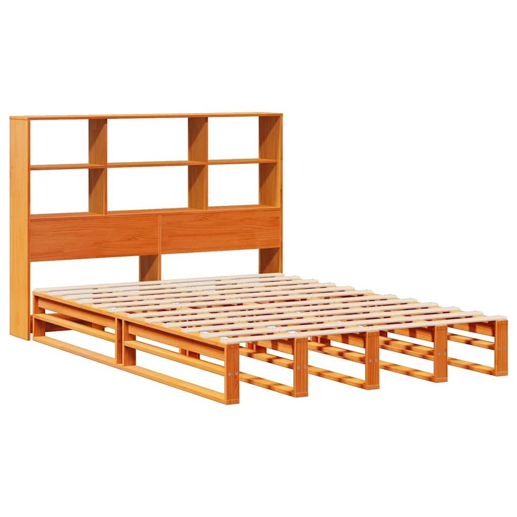 Krevet s regalom za knjige bez madraca 140x190 cm masivno drvo
