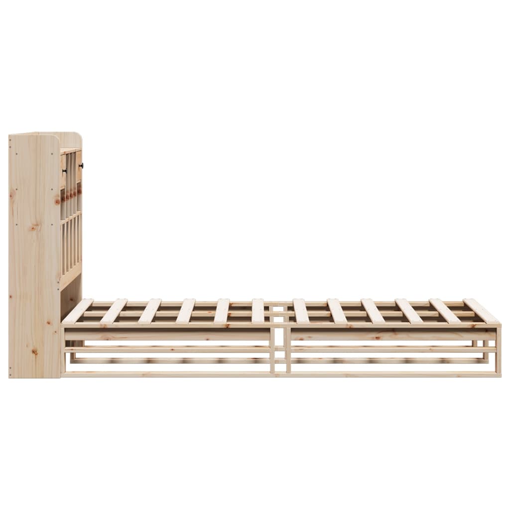 Krevet s regalom za knjige bez madraca 90x190 cm od borovine