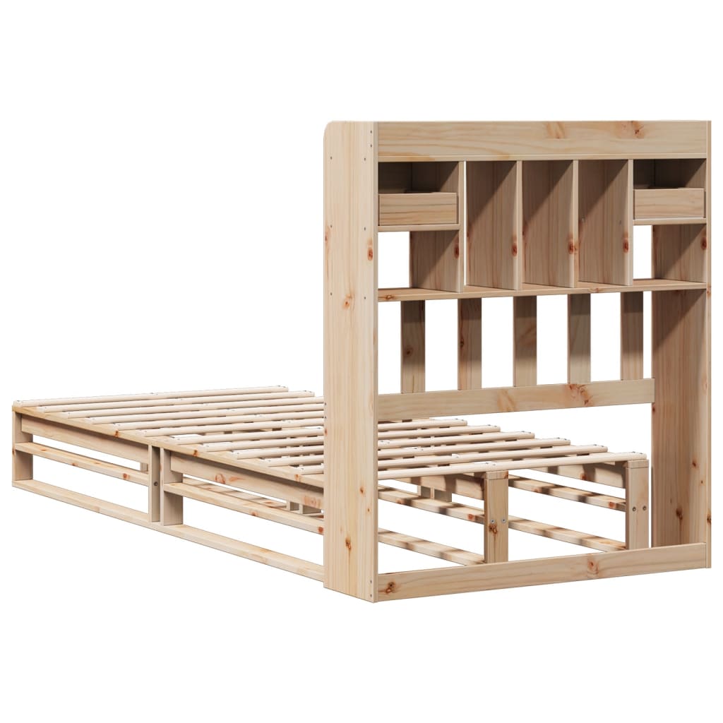 Krevet s regalom za knjige bez madraca 90x190 cm od borovine