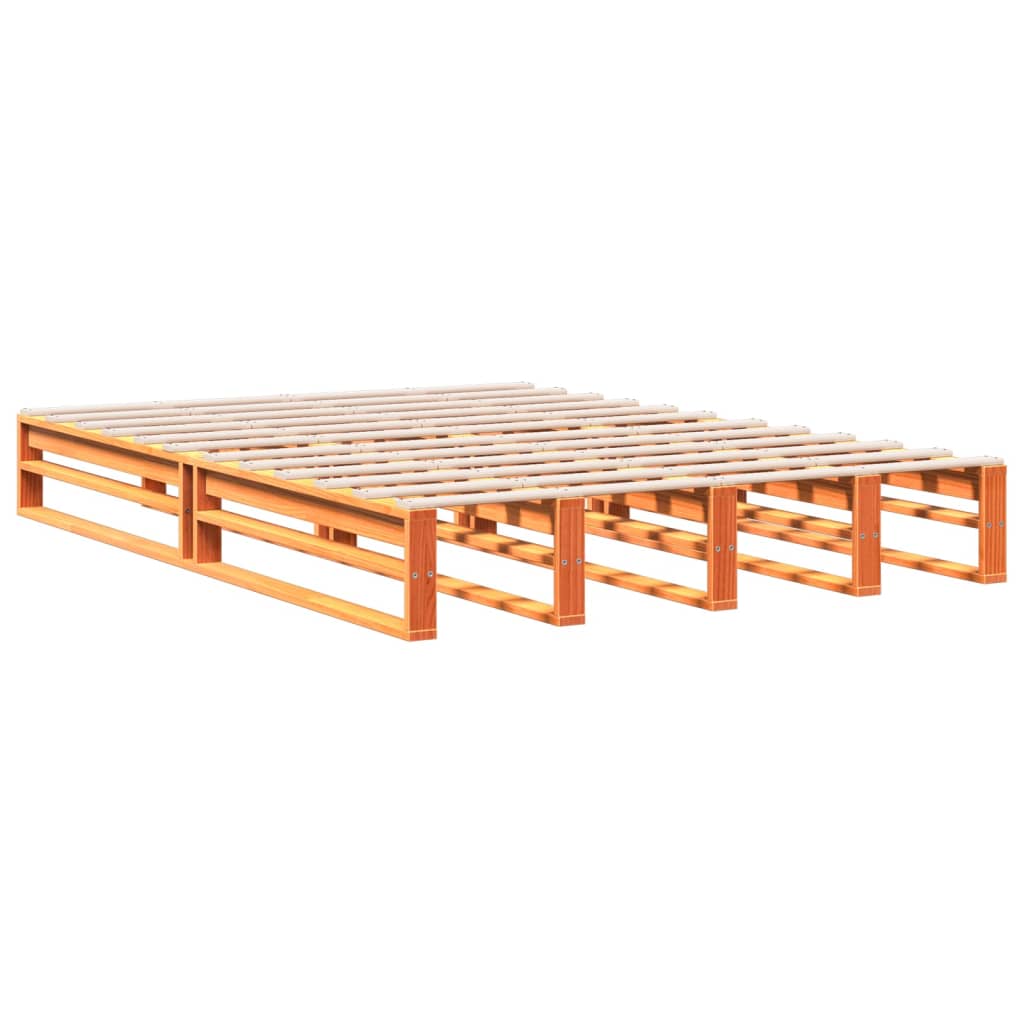 Krevet s regalom za knjige bez madraca 140 x 190 cm od borovine
