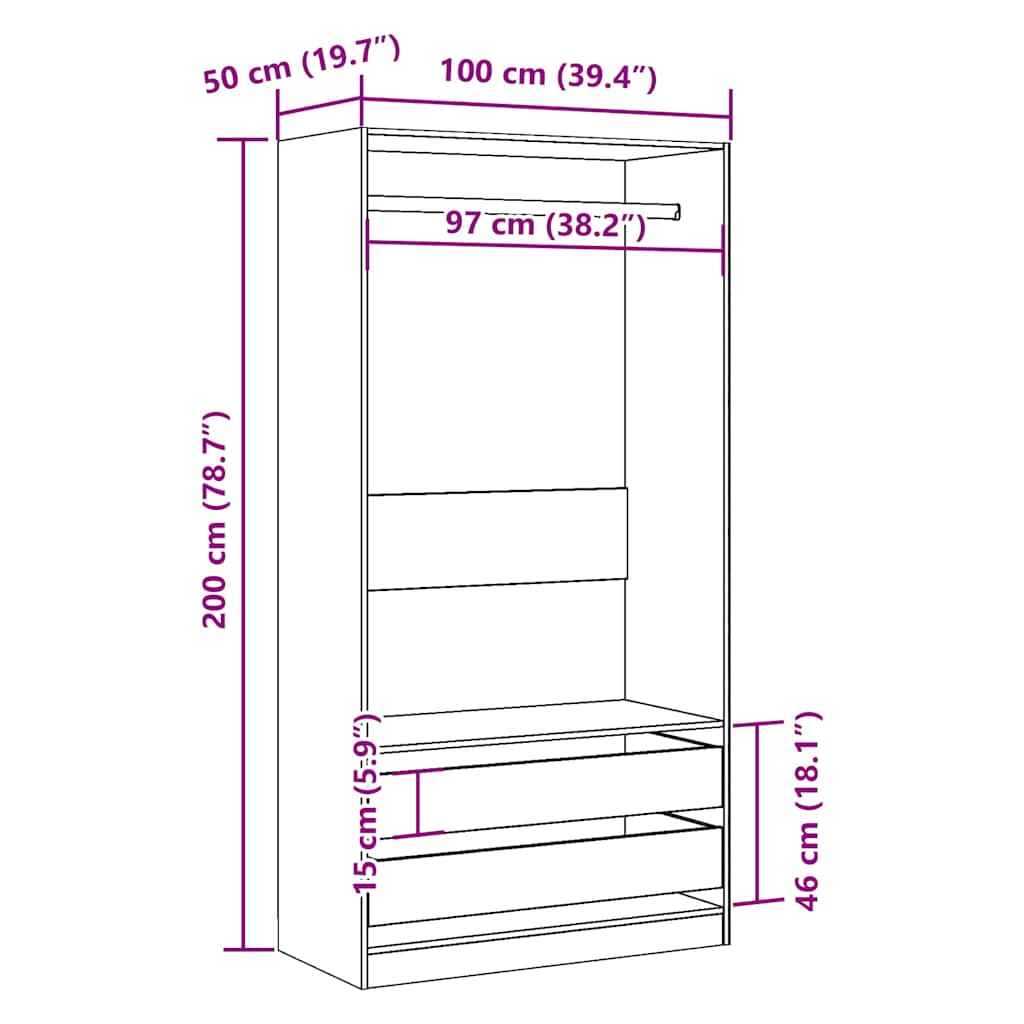 Ormar boja staro drvo 100 x 50 x 200 cm od konstruiranog drva