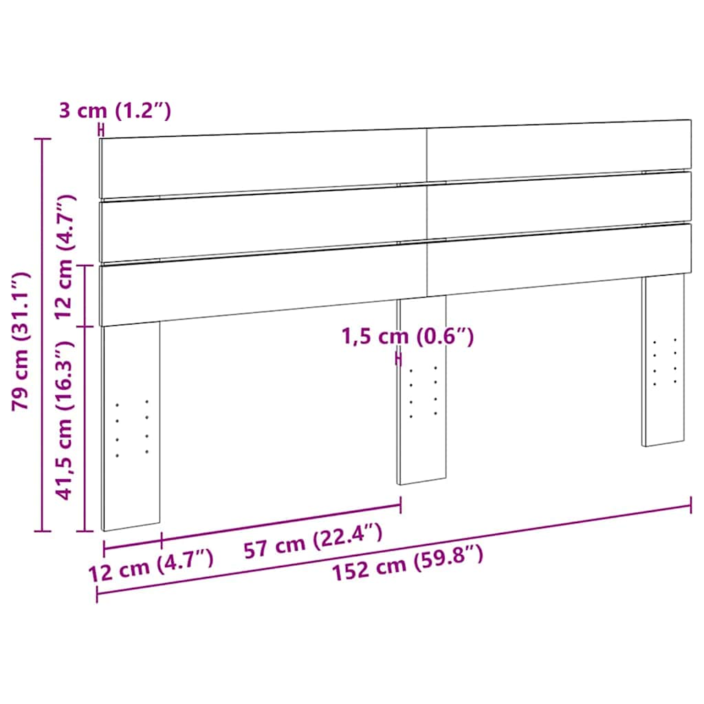 Uzglavlje 150 cm Masivno drvo Hrast