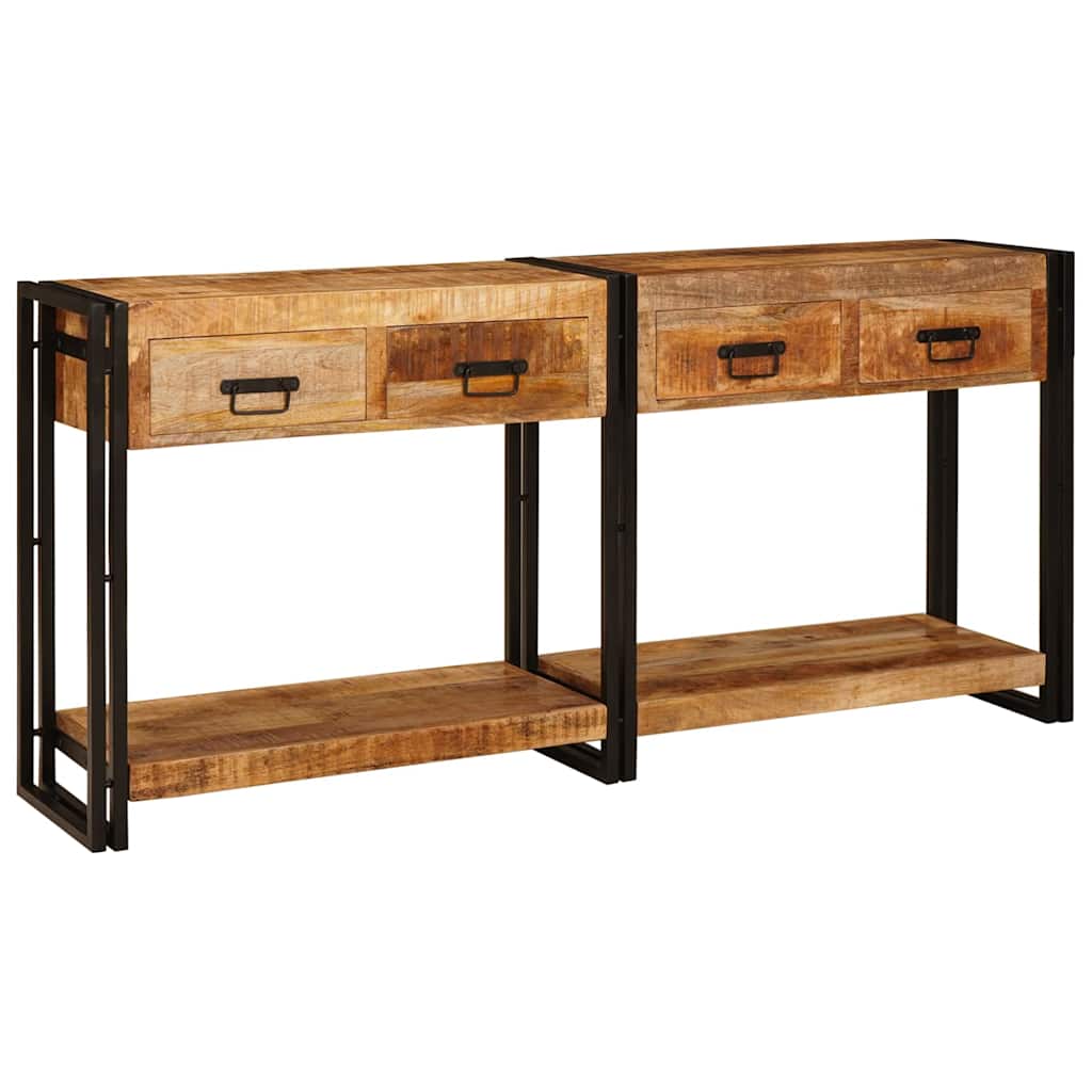 Konzolni stolovi 2 pcs Smeđa 161 x 33 x 75 cm Čvrsto drvo manga