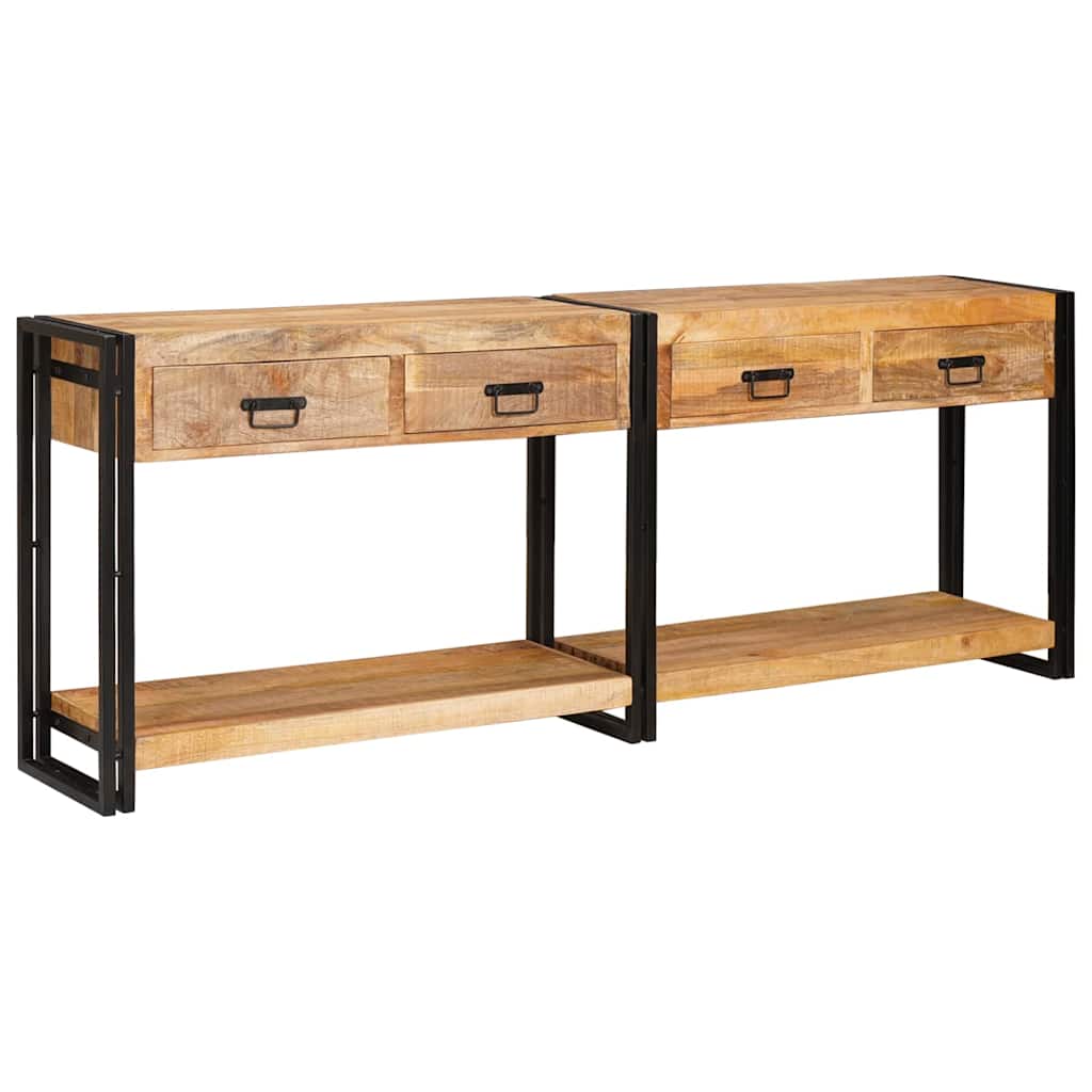 Konzolni stolovi 2 pcs Smeđa 200 x 33 x 75 cm Čvrsto drvo manga