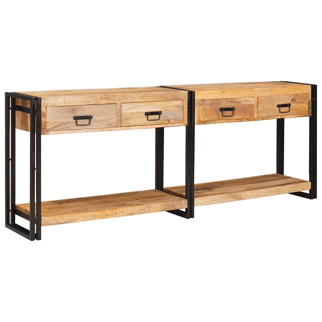 Konzolni stolovi 2 pcs Smeđa 200 x 33 x 75 cm Čvrsto drvo manga