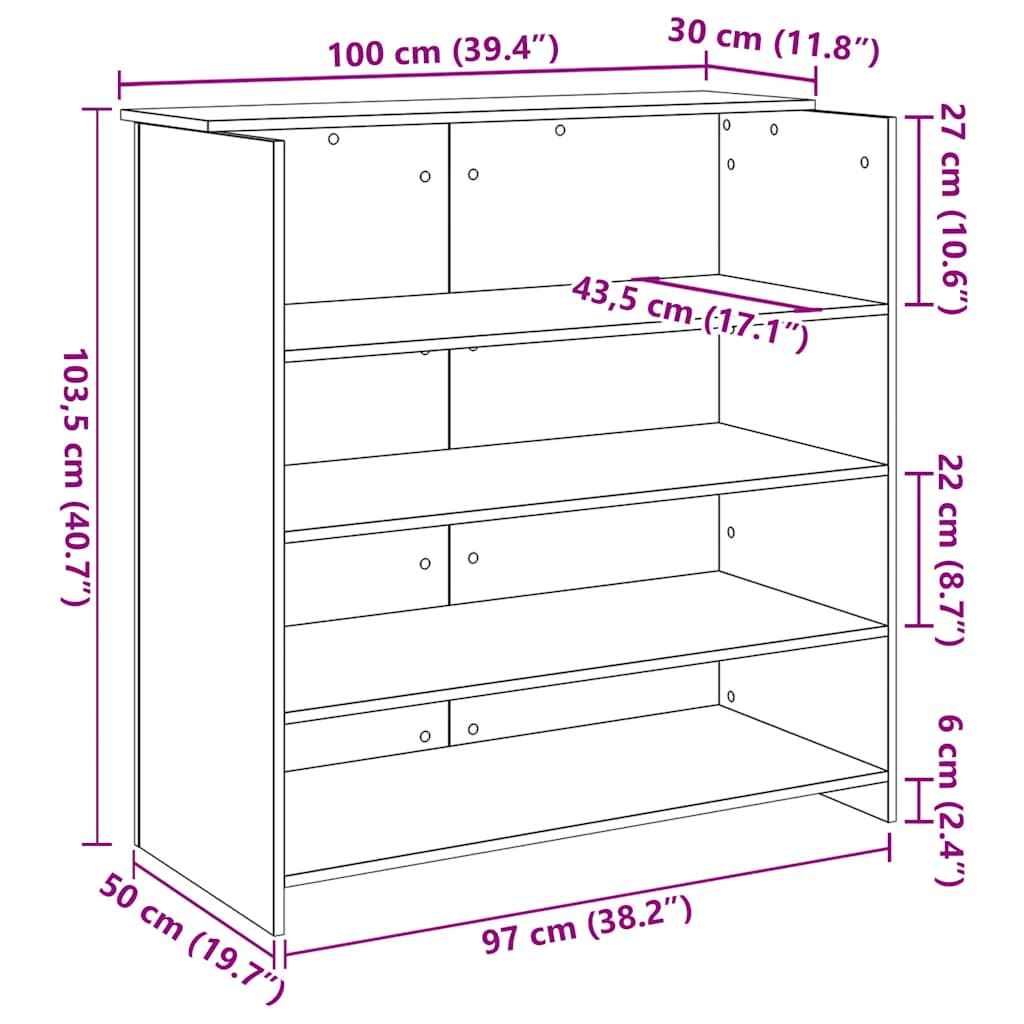 Recepcijski stol 100x50x103,5 cm konstruiranog drva