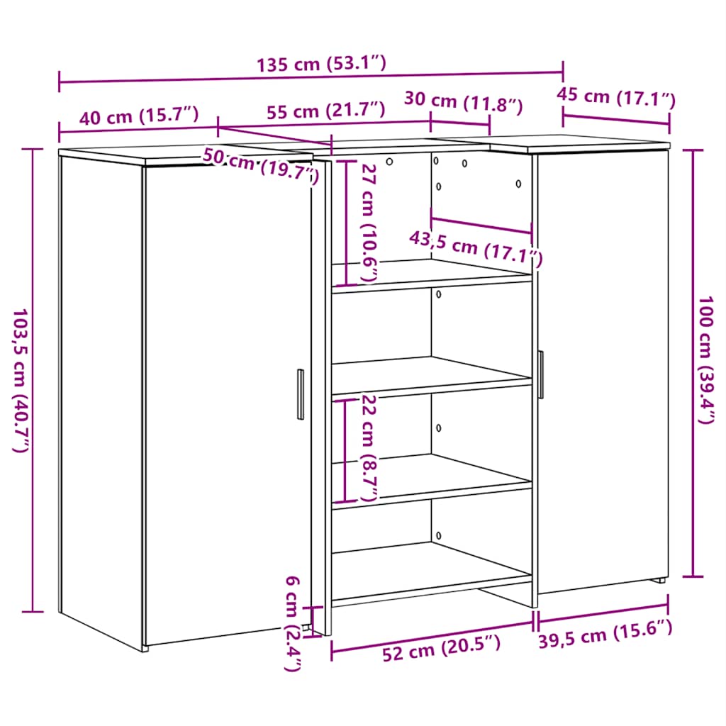 Recepcijski stol 135x50x103,5 cm od konstruiranog drva