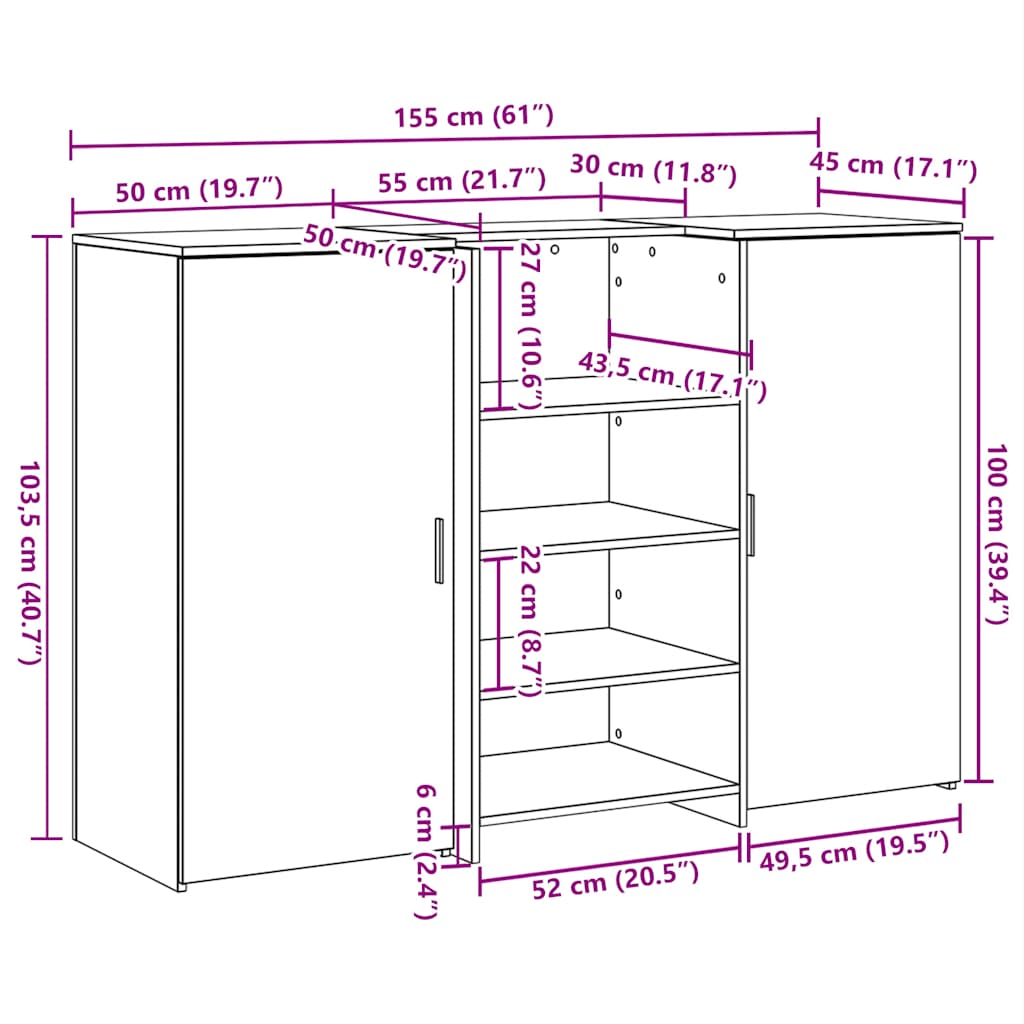 Recepcijski stol bijeli 155x50x103,5 cm od konstruiranog drva