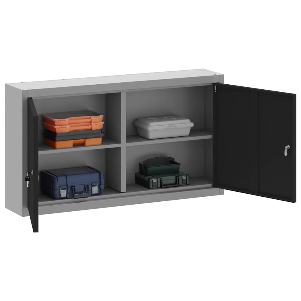 Ormar za alate s policom Crna i Siva 100 x 20 x 55 cm