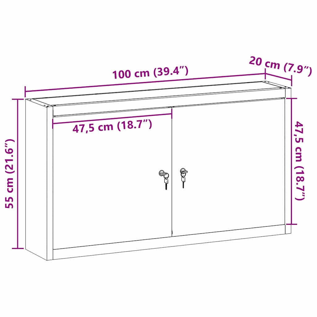 Ormar za alate s policom Crna i Siva 100 x 20 x 55 cm