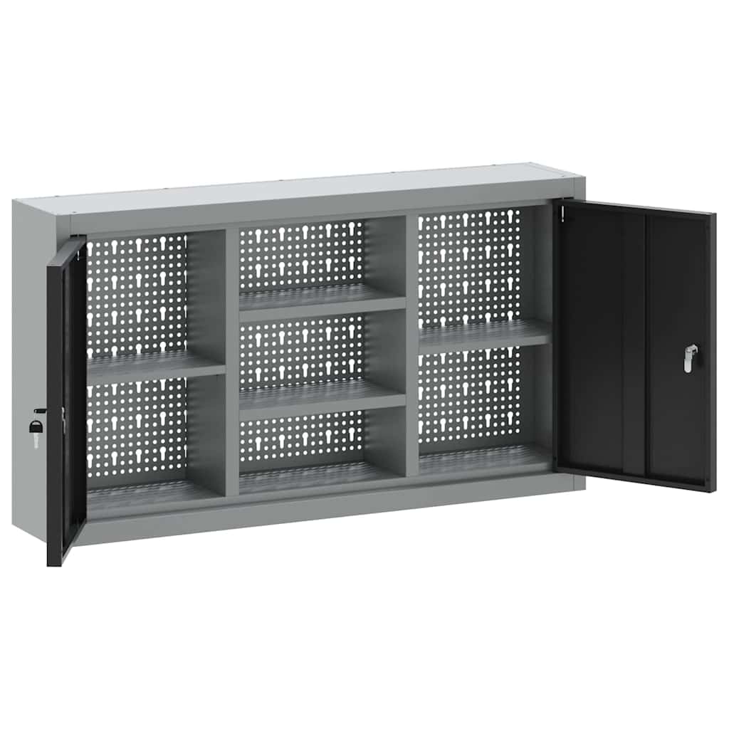 Ormar za alate s policom Crna i Siva 100 x 20 x 55 cm