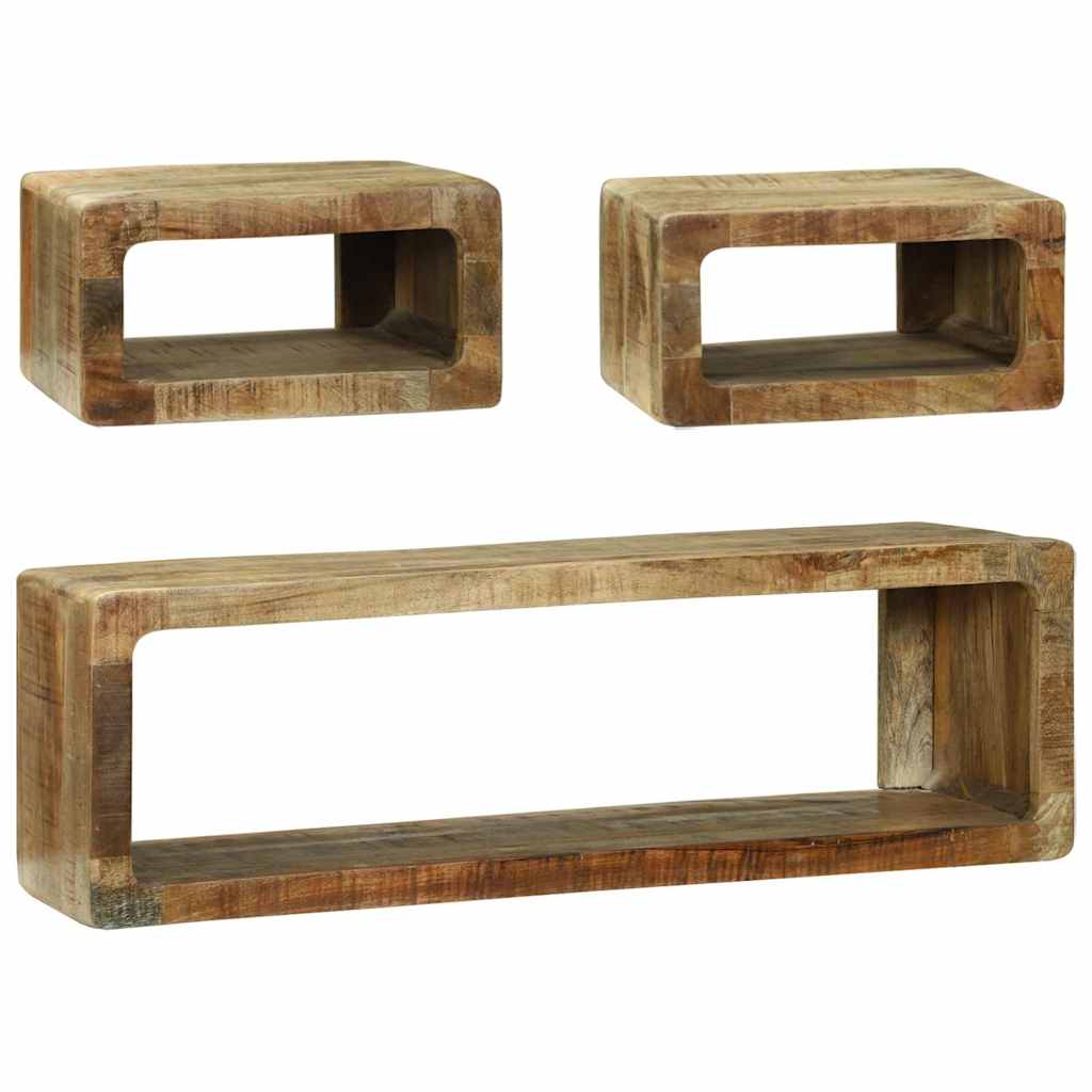 Set TV komoda s policom 3 pcs Smeđa Čvrsto drvo manga