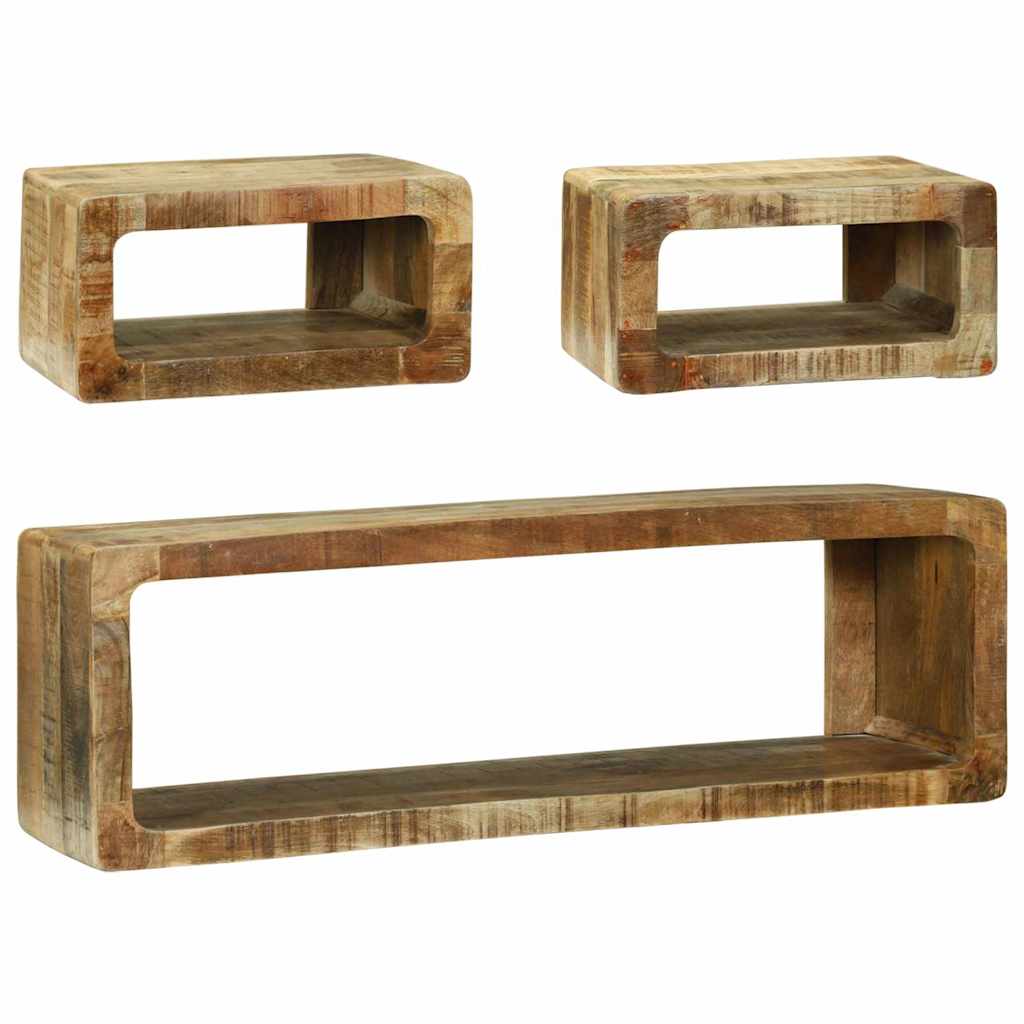 Set TV komoda s policom 3 pcs Smeđa Čvrsto drvo manga