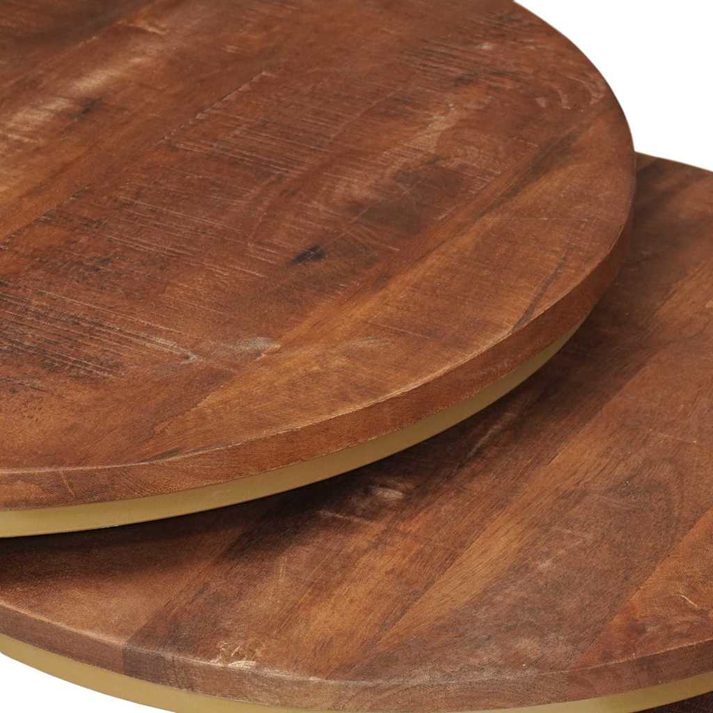 Stolovi za kavu na sklapanje 3 pcs Masivno drvo manga i čelik