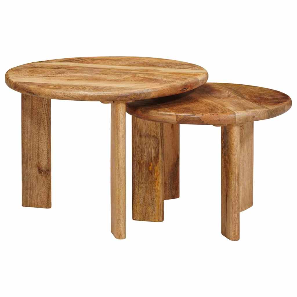Stolovi za kavu na sklapanje 2 pcs Smeđa Čvrsto drvo manga
