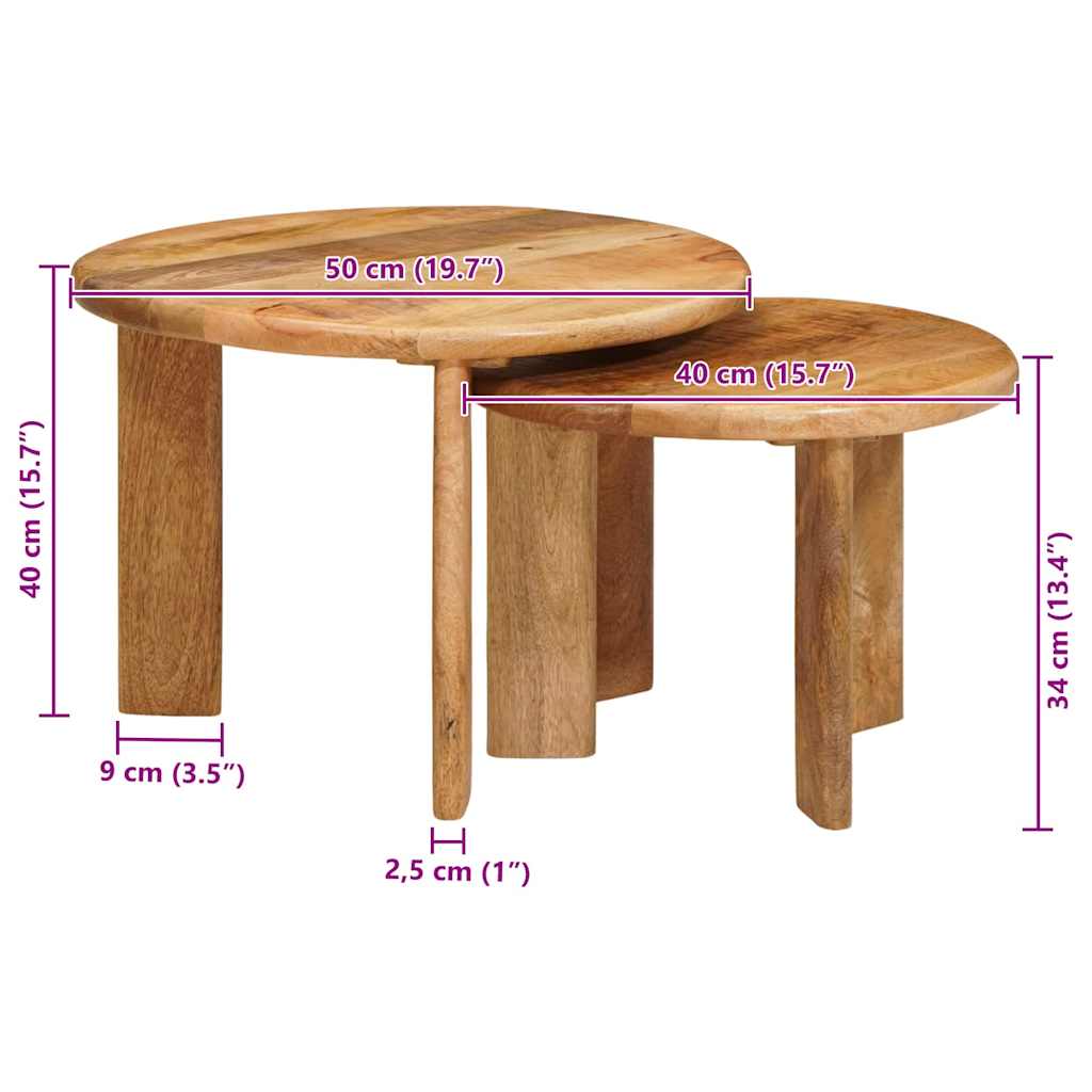 Stolovi za kavu na sklapanje 2 pcs Smeđa Čvrsto drvo manga
