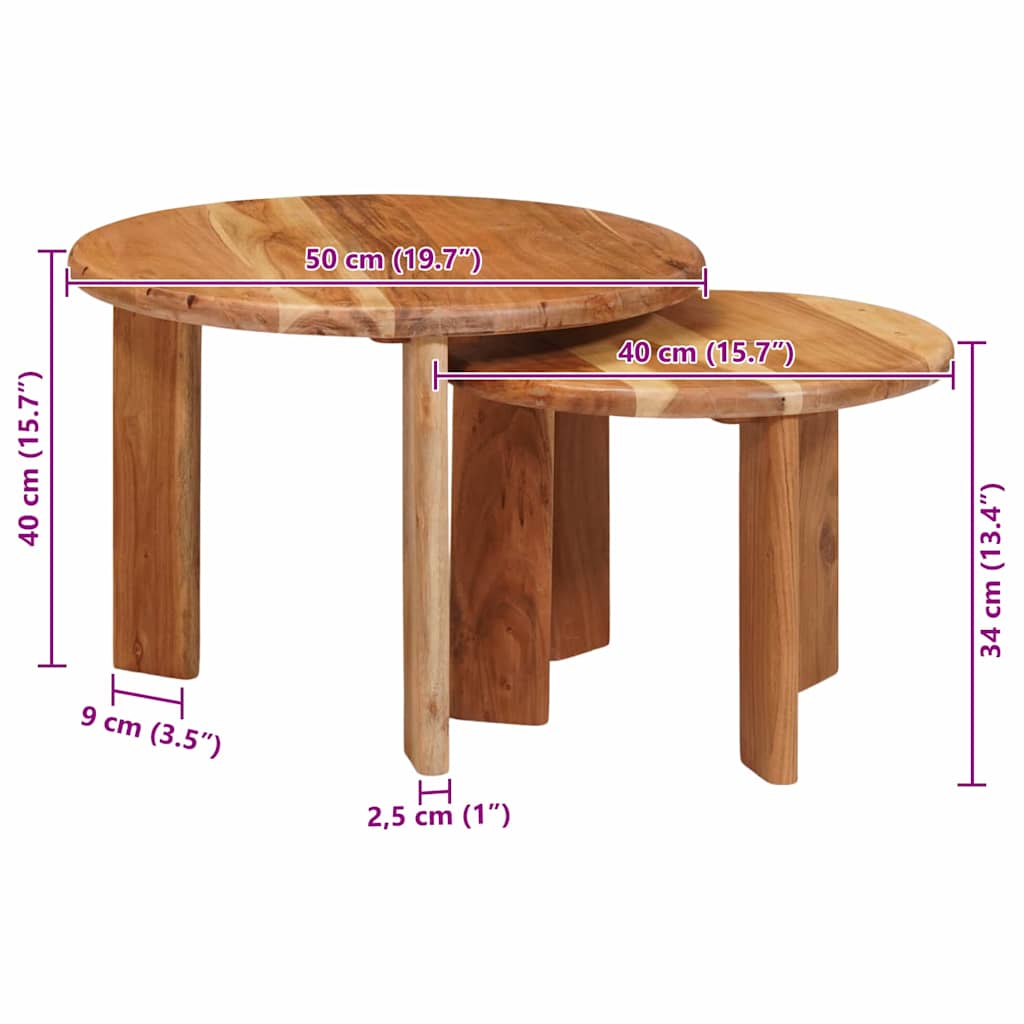 Stolovi za kavu na sklapanje 2 pcs Smeđa Čvrsto drvo akacije