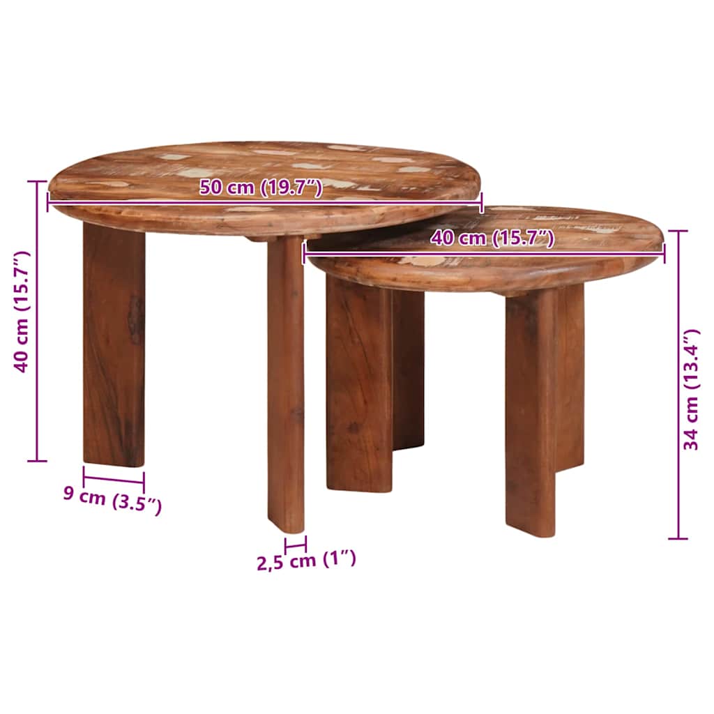 Stolovi za kavu na sklapanje 2 pcs Čvrsto reciklirano drvo