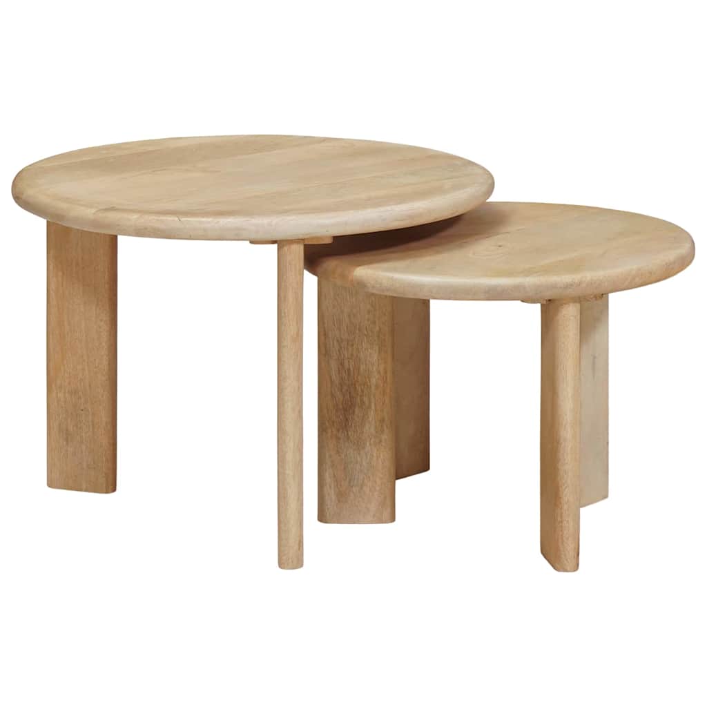 Stolovi za kavu na sklapanje 2 pcs Crna Čvrsto drvo manga