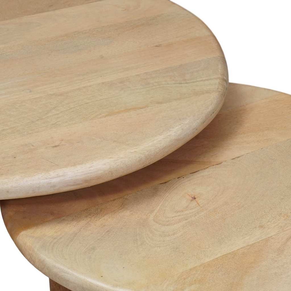 Stolovi za kavu na sklapanje 3 pcs Crna Čvrsto drvo manga