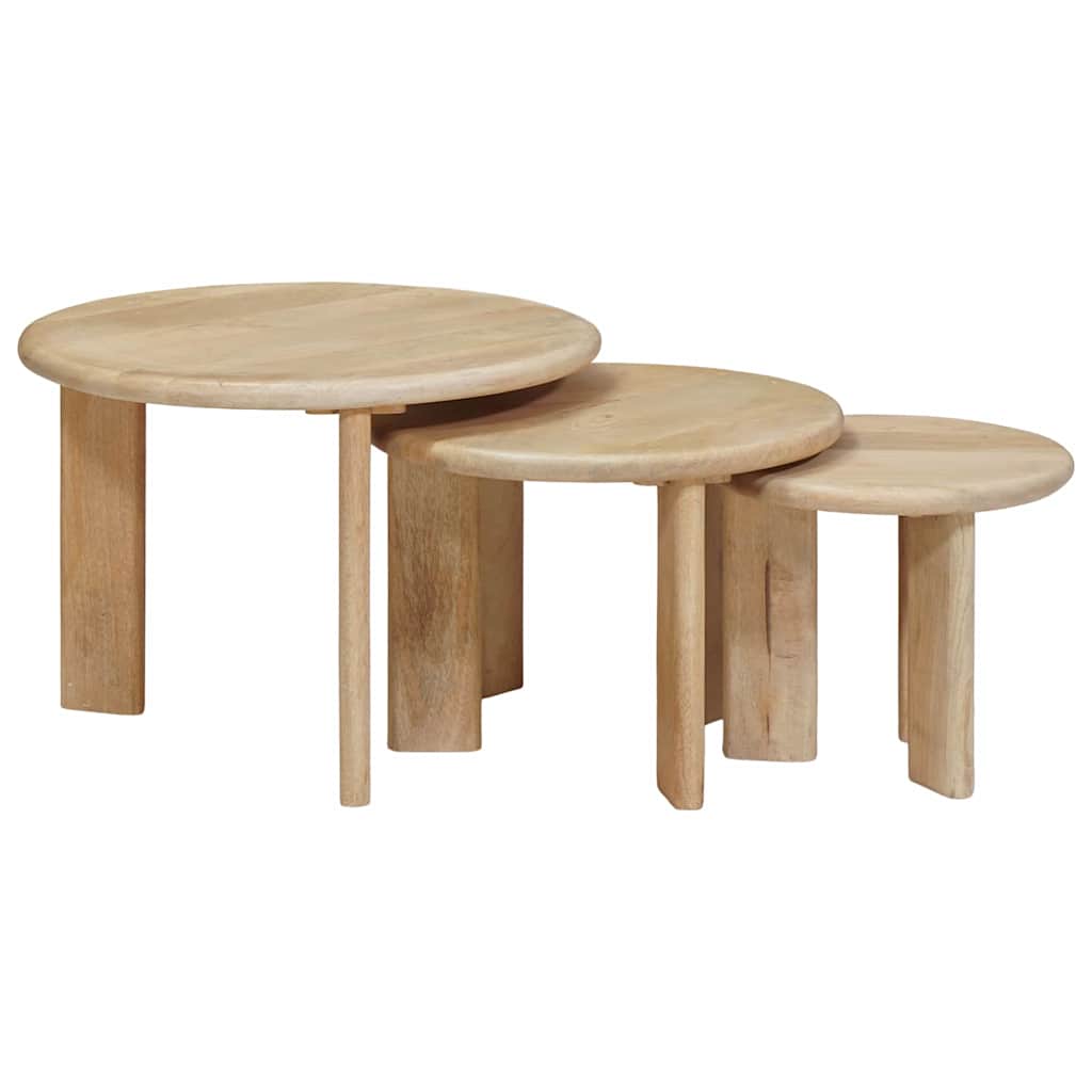 Stolovi za kavu na sklapanje 3 pcs Crna Čvrsto drvo manga