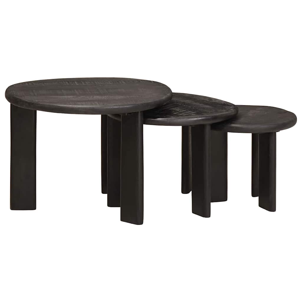 Stolovi za kavu na sklapanje 3 pcs Bijelo Čvrsto drvo manga