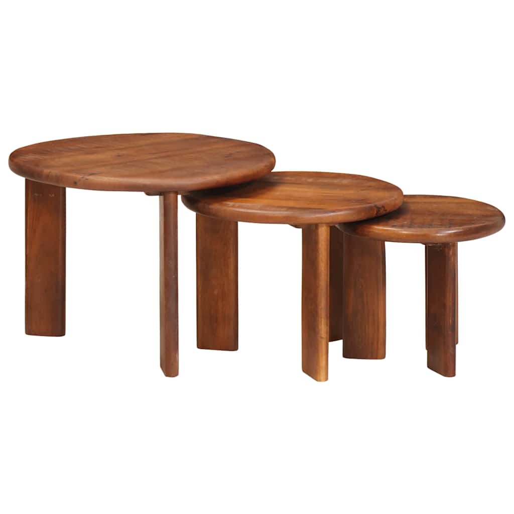 Stolovi za kavu na sklapanje 3 pcs Čvrsto drvo manga