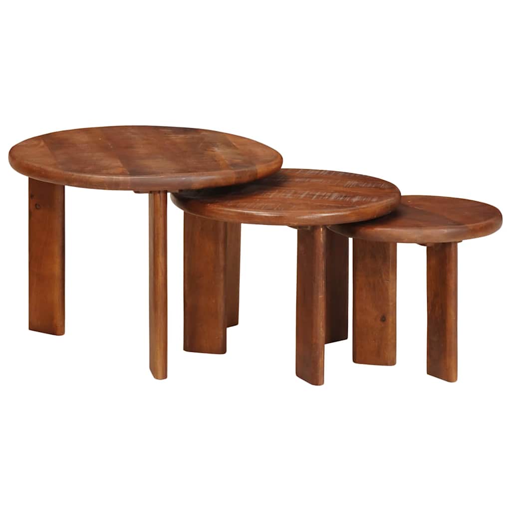 Stolovi za kavu na sklapanje 3 pcs Čvrsto drvo manga