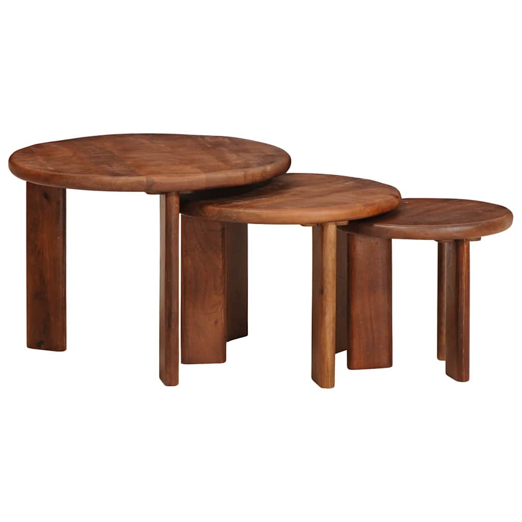 Stolovi za kavu na sklapanje 3 pcs Čvrsto drvo manga