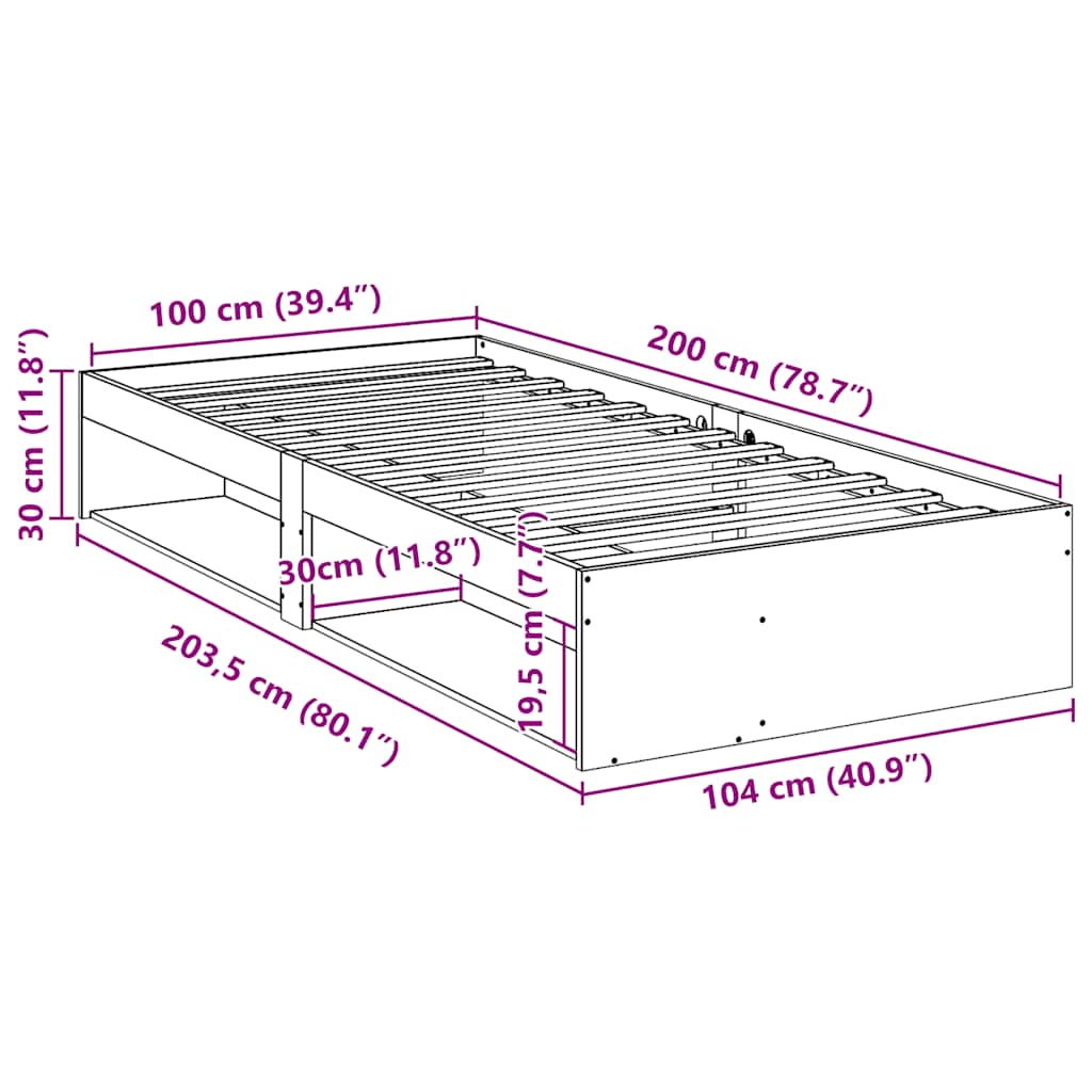 Dnevni krevet bez madraca voštano smeđi 100x200 cm od borovine