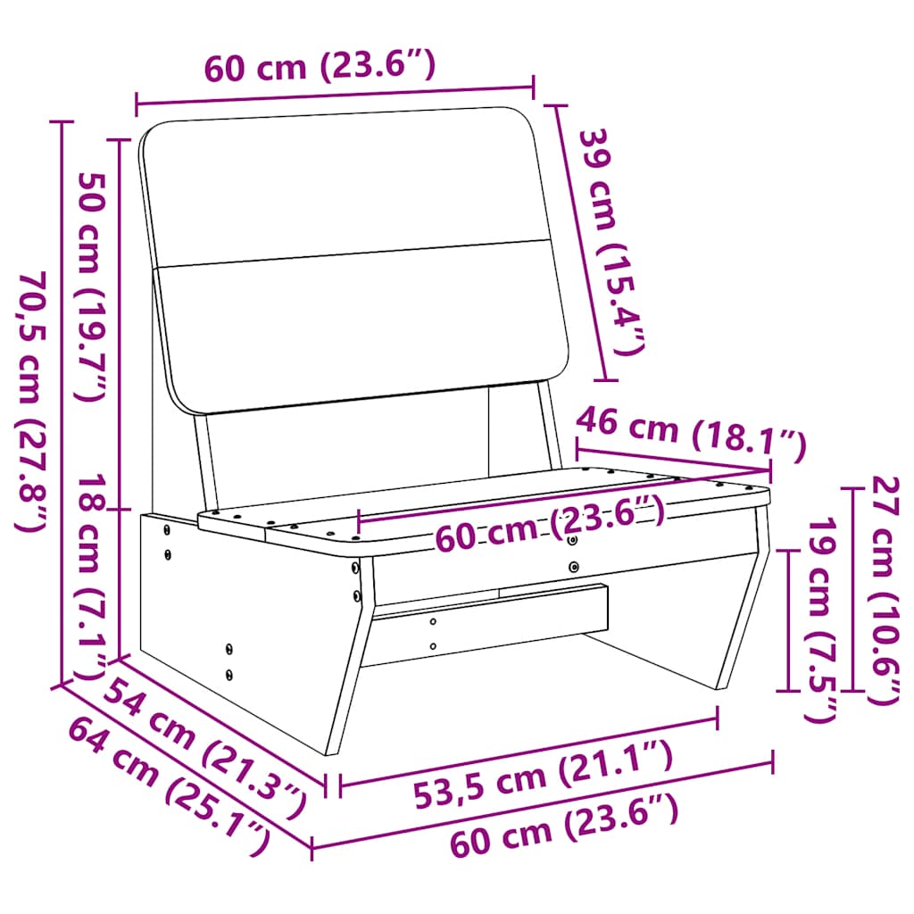 Vrtne stolice 2 kom 60x64x70,5 cm od impregnirane borovine