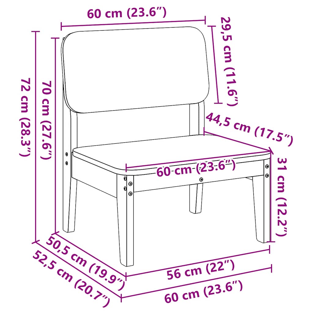 Vrtna stolica 60x52,5x72 cm puno drvo bor
