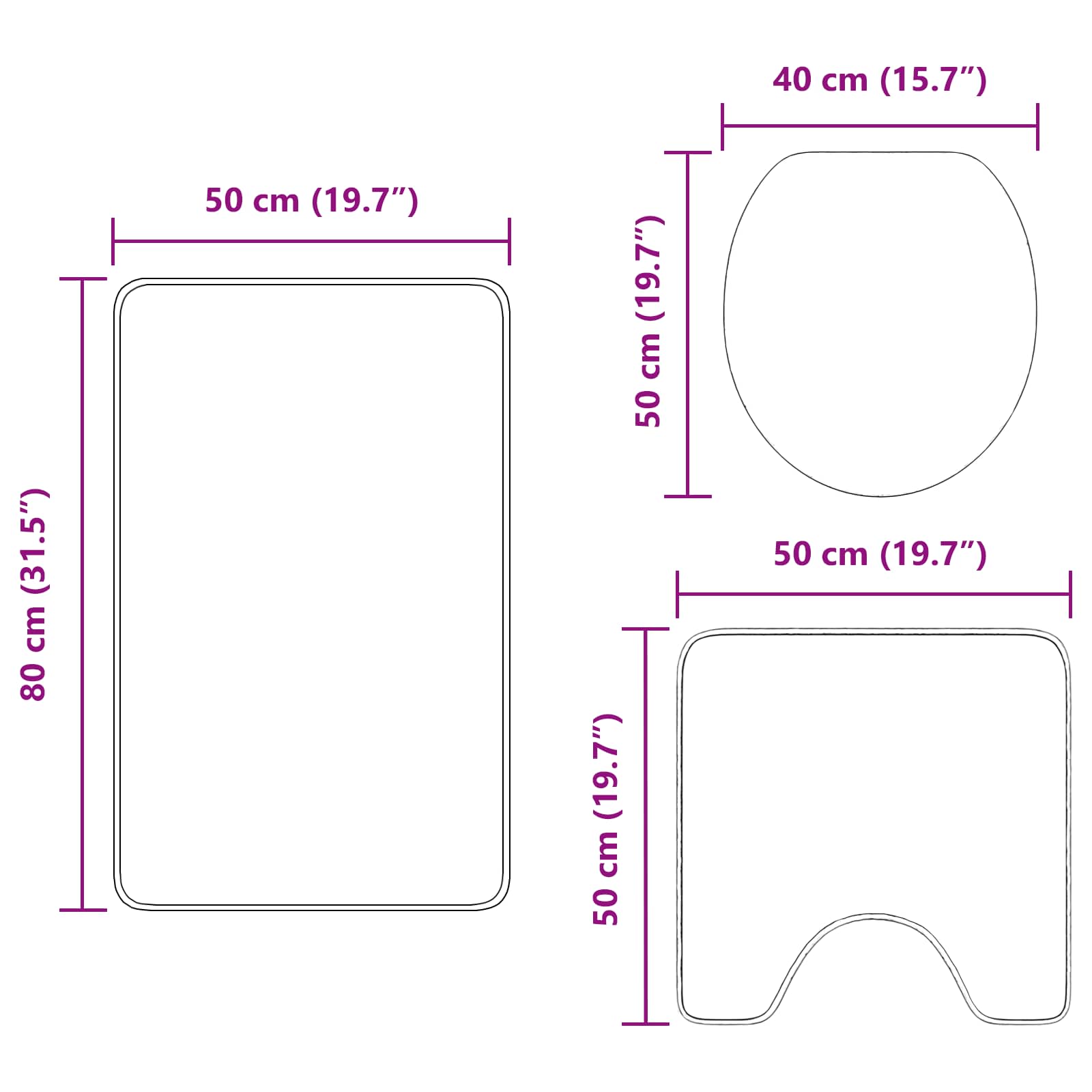 Set prostirki za kupatilo s protukliznom podlogom 3 pcs Smeđa