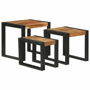 Stol za slaganje 3 pcs Masivno drvo akacije i metal
