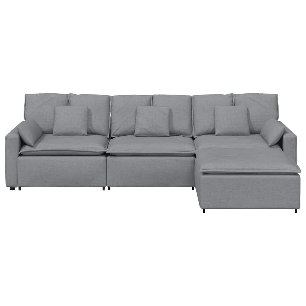 Modularna sofa s tabureom i jastucima svijetlo siva