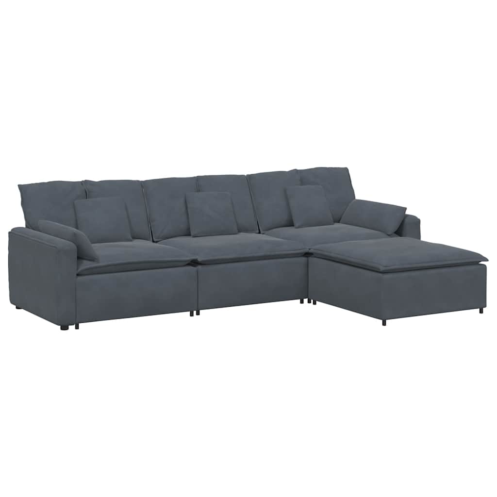 Modularna sofa s podnožjem i jastucima tamno siva