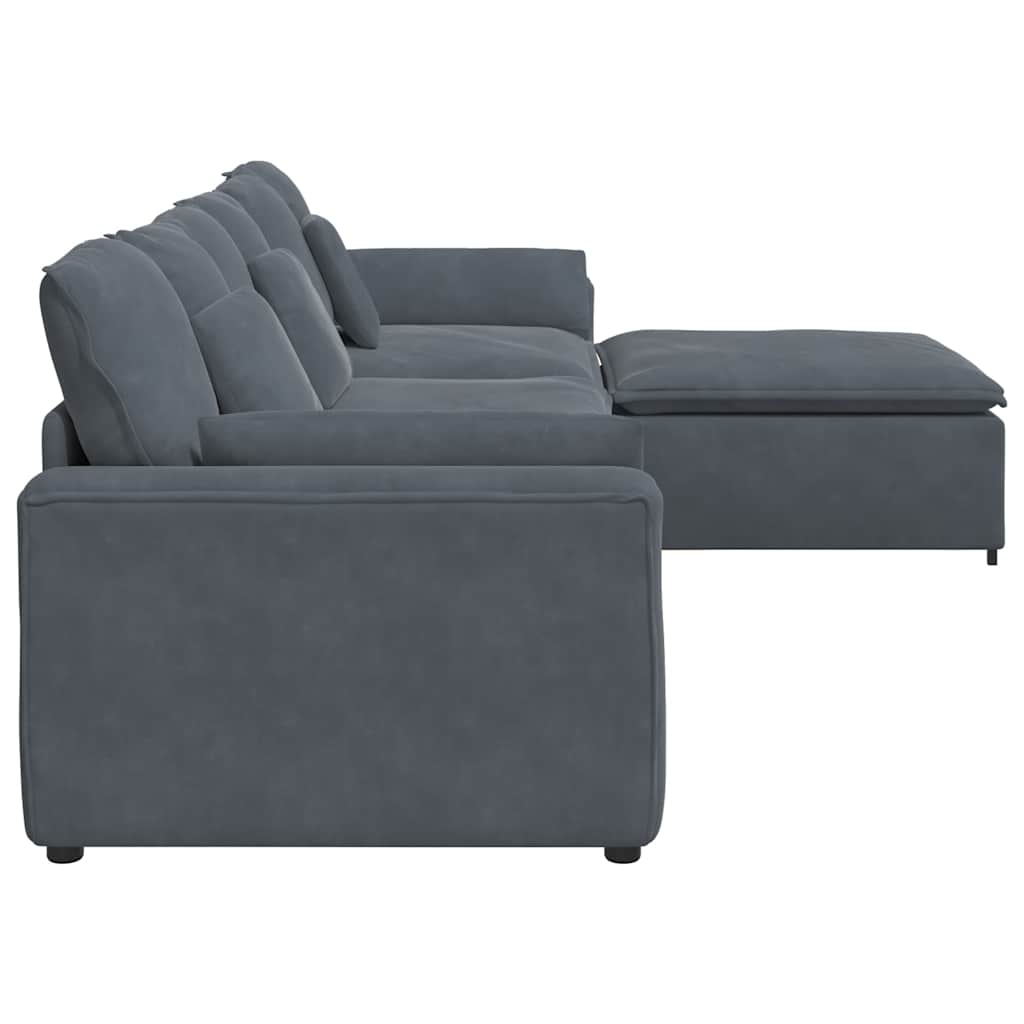 Modularna sofa s podnožjem i jastucima tamno siva