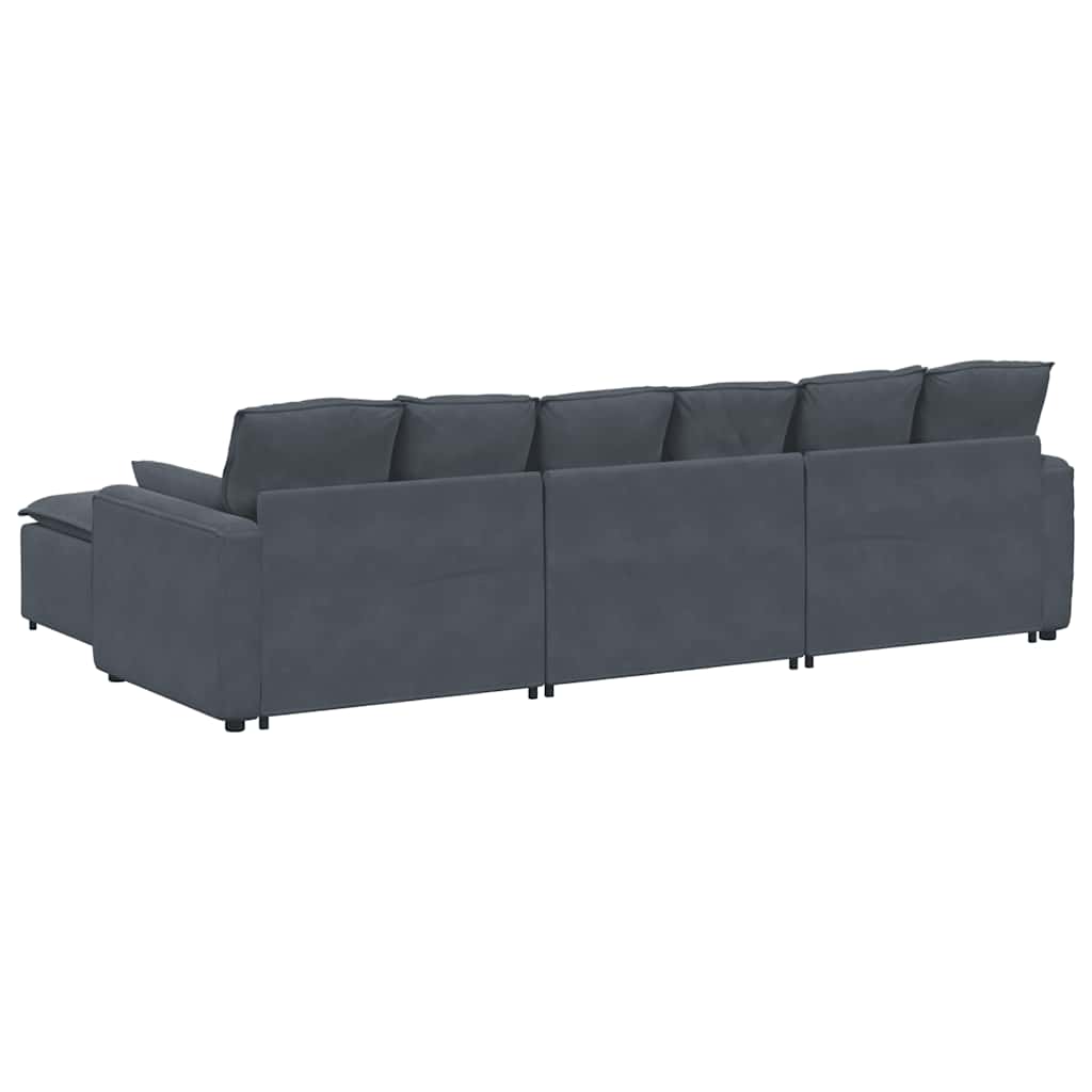 Modularna sofa s podnožjem i jastucima tamno siva