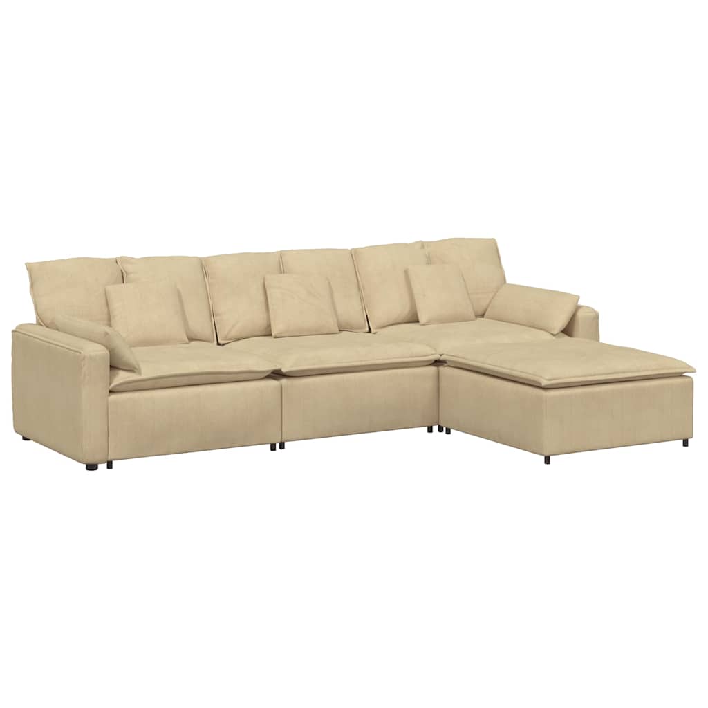Modularna sofa s tabureom i jastucima, sivo-zelena