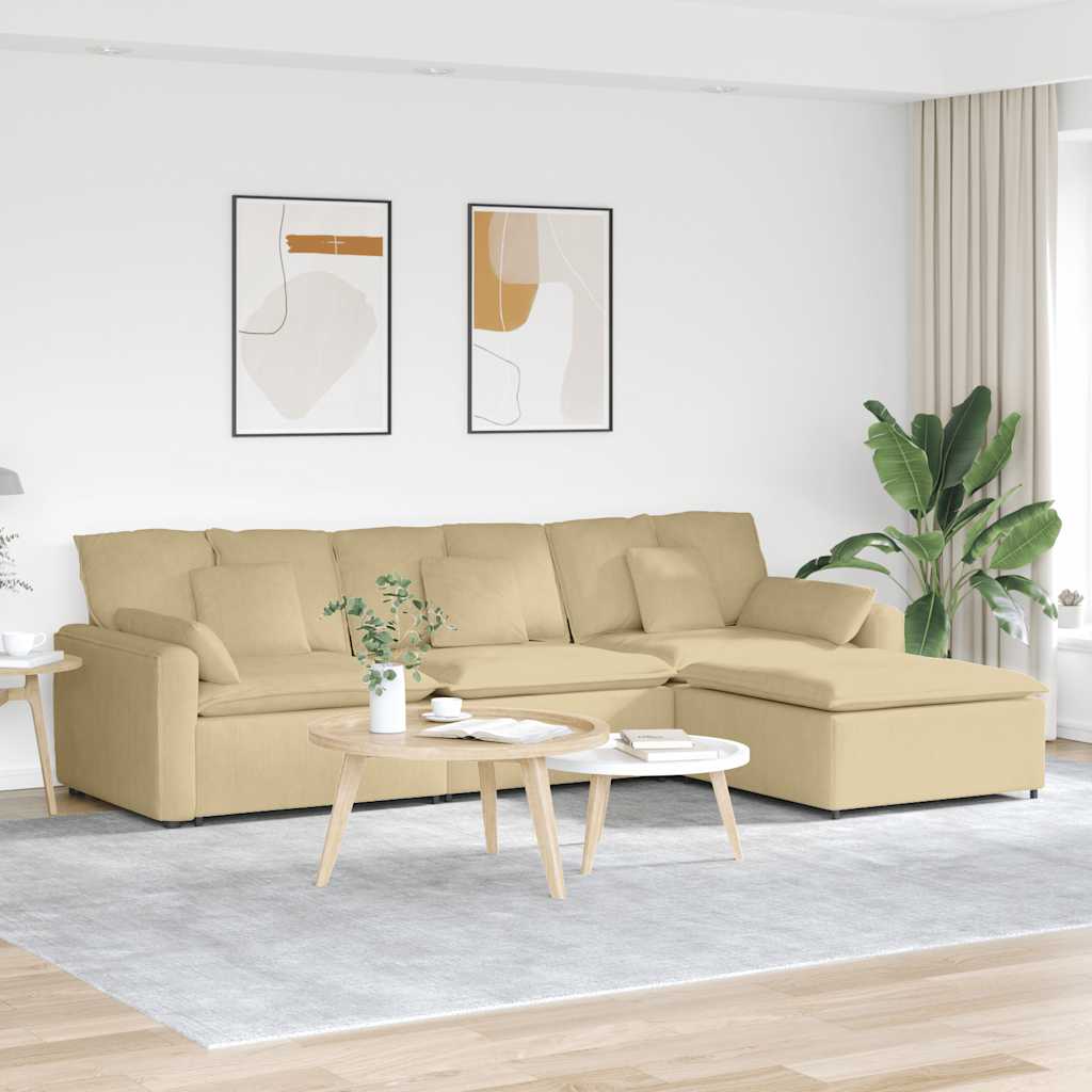 Modularna sofa s tabureom i jastucima, sivo-zelena