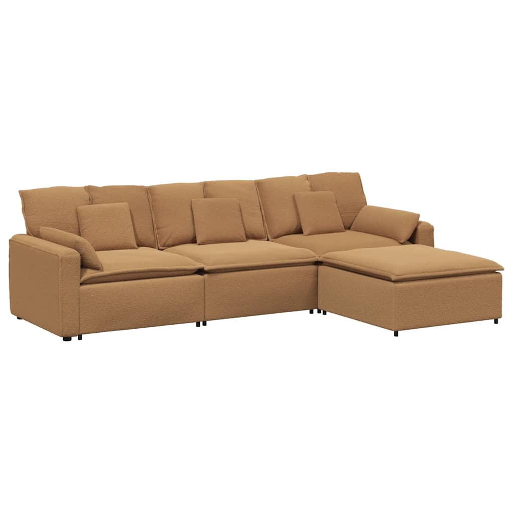 Modularna sofa s tabureom i jastucima bež boje
