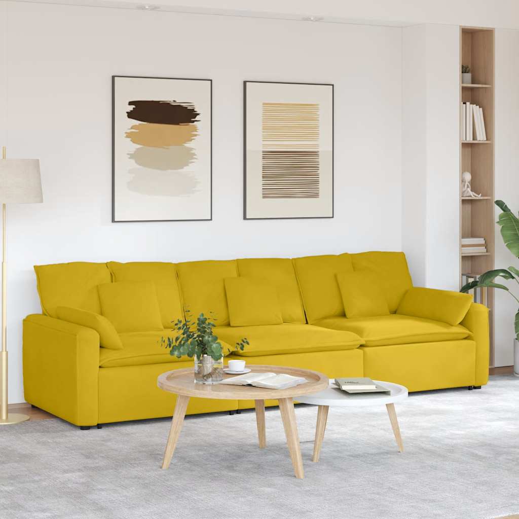 Modularna sofa s jastucima žuta