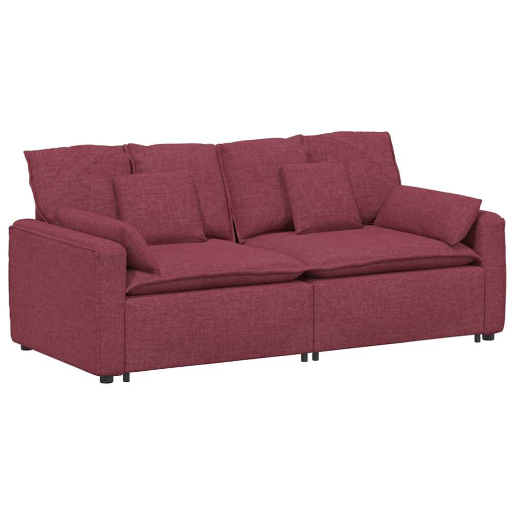Modularna sofa s jastucima, vinsko crvena