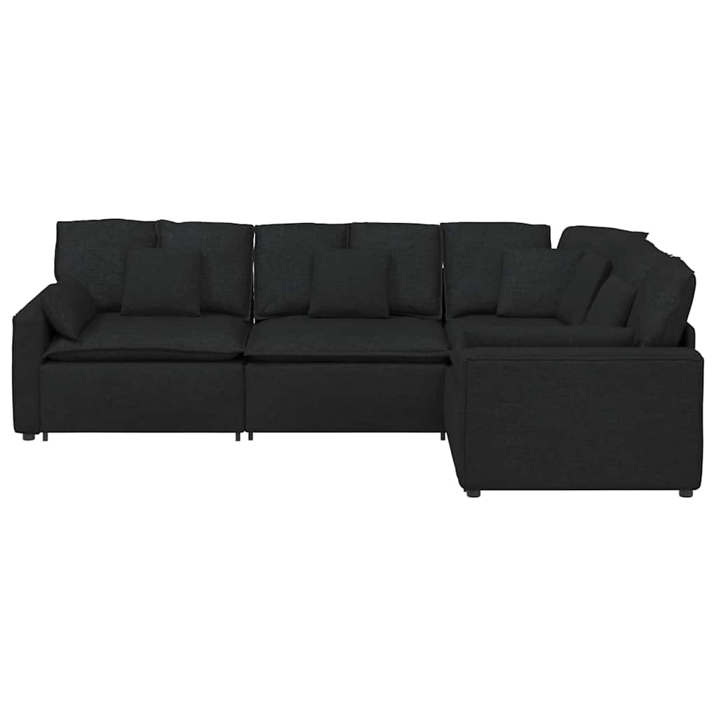 Modularna sofa s jastucima, tkanina, crna
