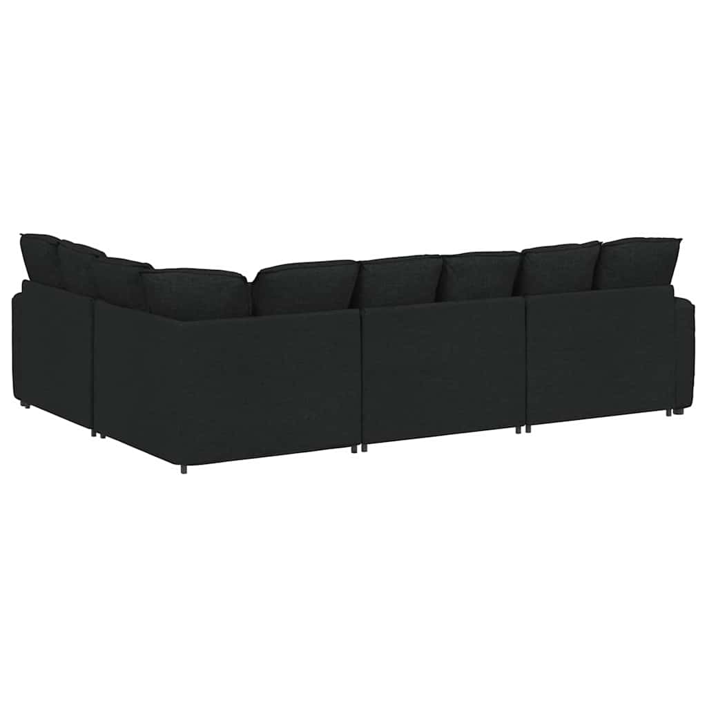 Modularna sofa s jastucima, tkanina, crna