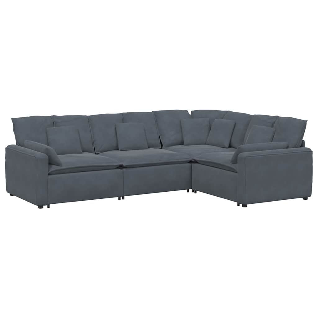 Modularna sofa s jastucima, baršunasta, tamno siva