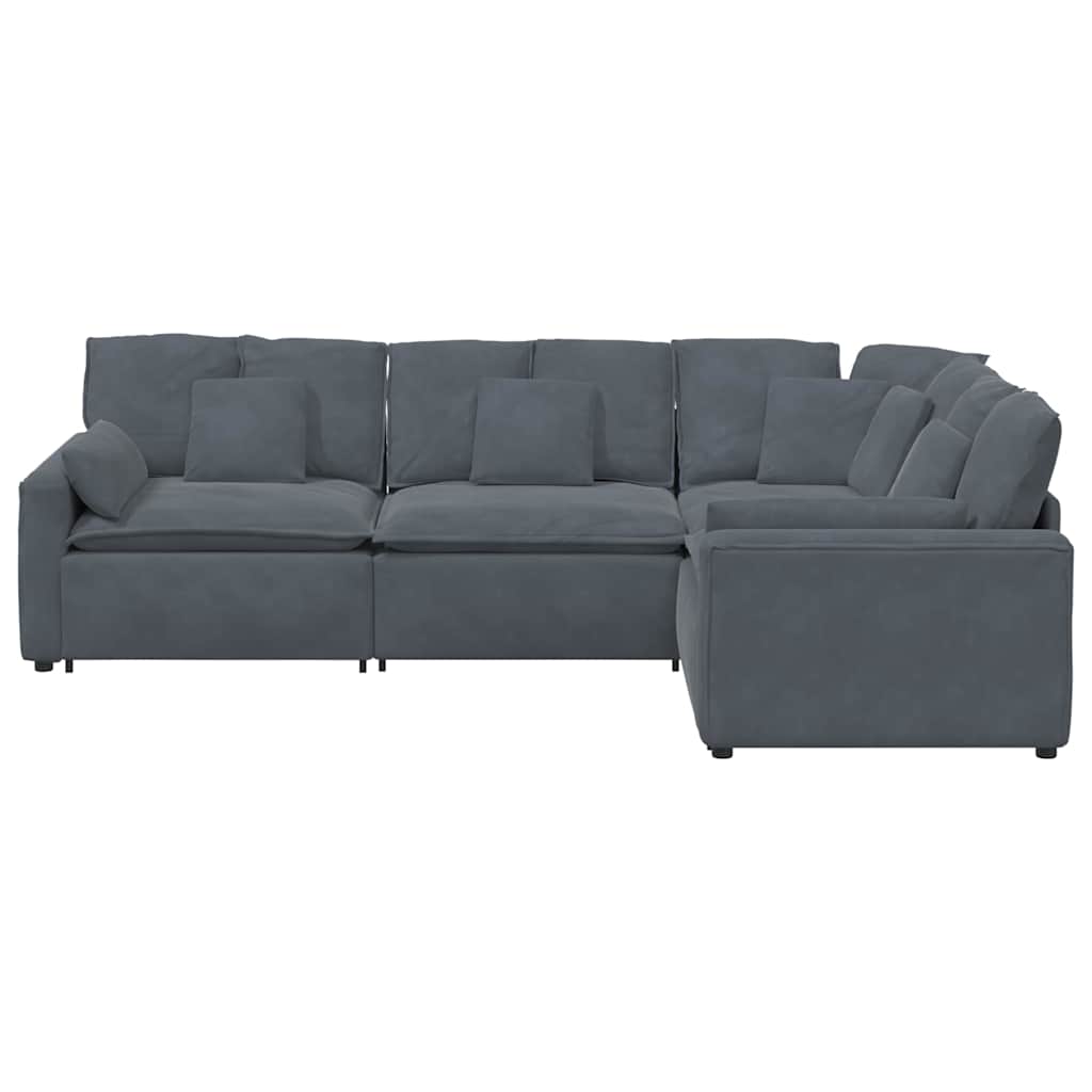 Modularna sofa s jastucima, baršunasta, tamno siva
