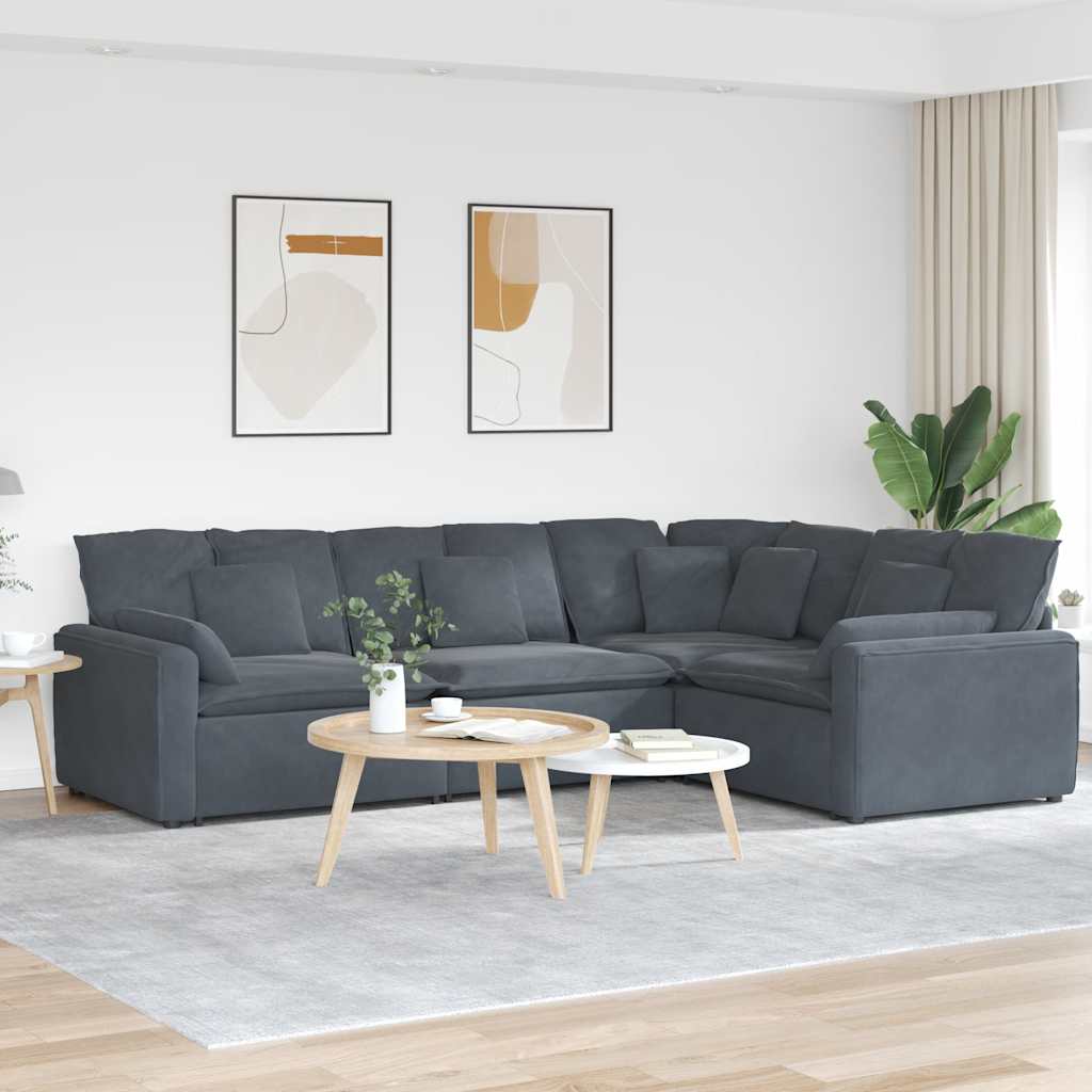 Modularna sofa s jastucima, baršunasta, tamno siva