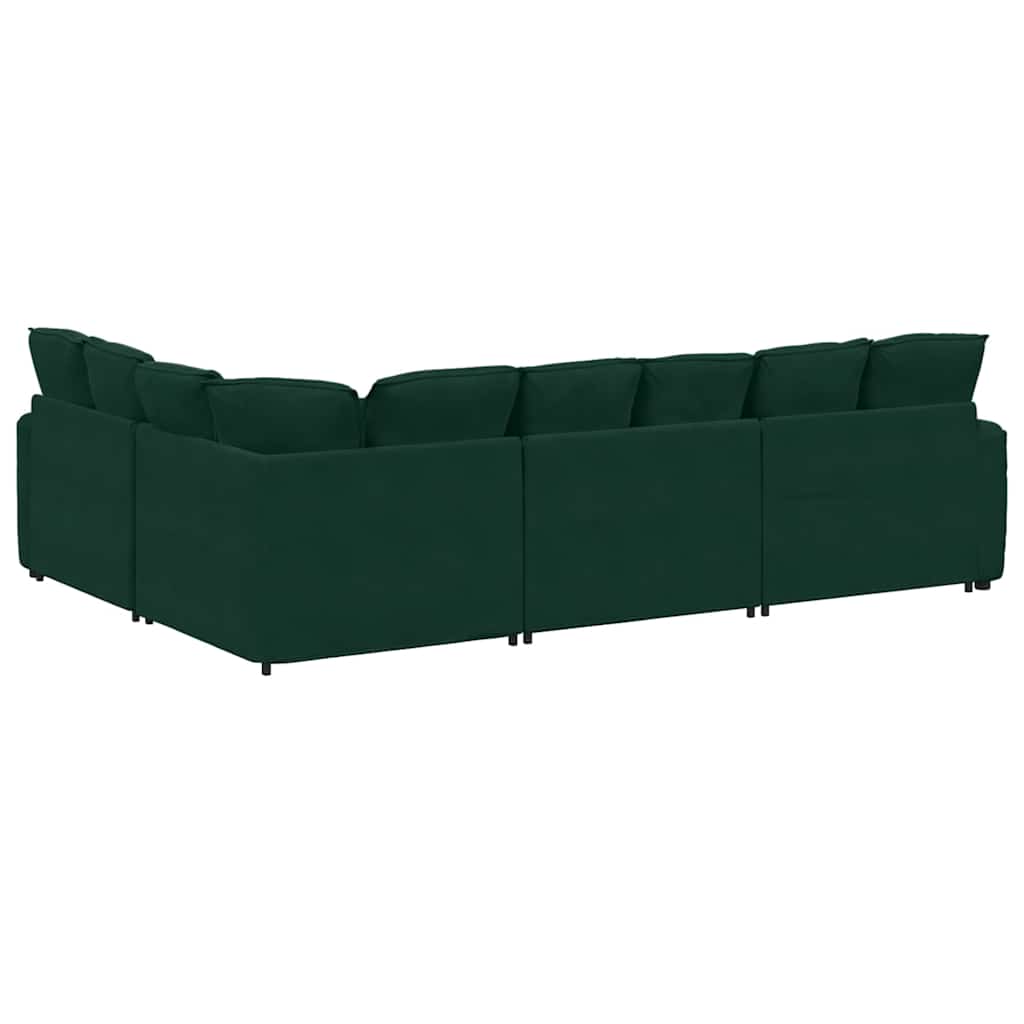 Modularna sofa s jastucima, baršunasta tamnozelena